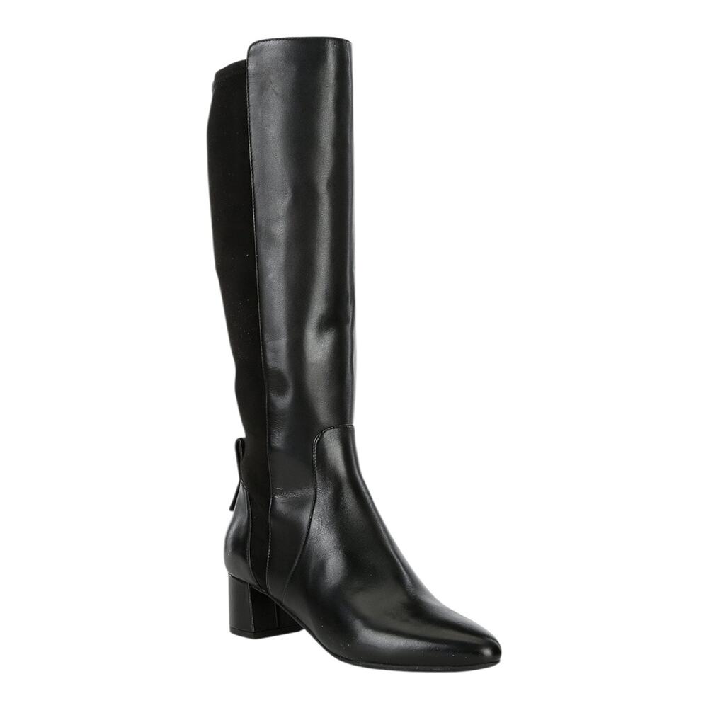 Cole Haan Women's Go-To Mixed Media Block Heel Dress Boots Black Size 6 1/2